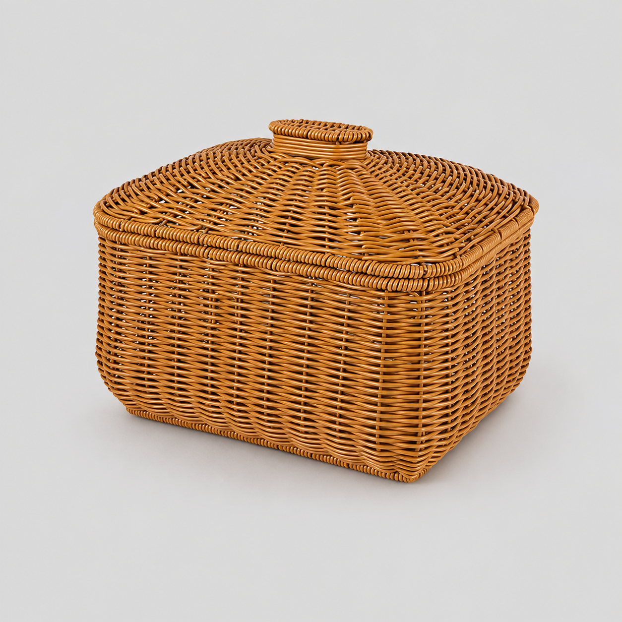 Rattan Storage Baskets with Lids woven detail view