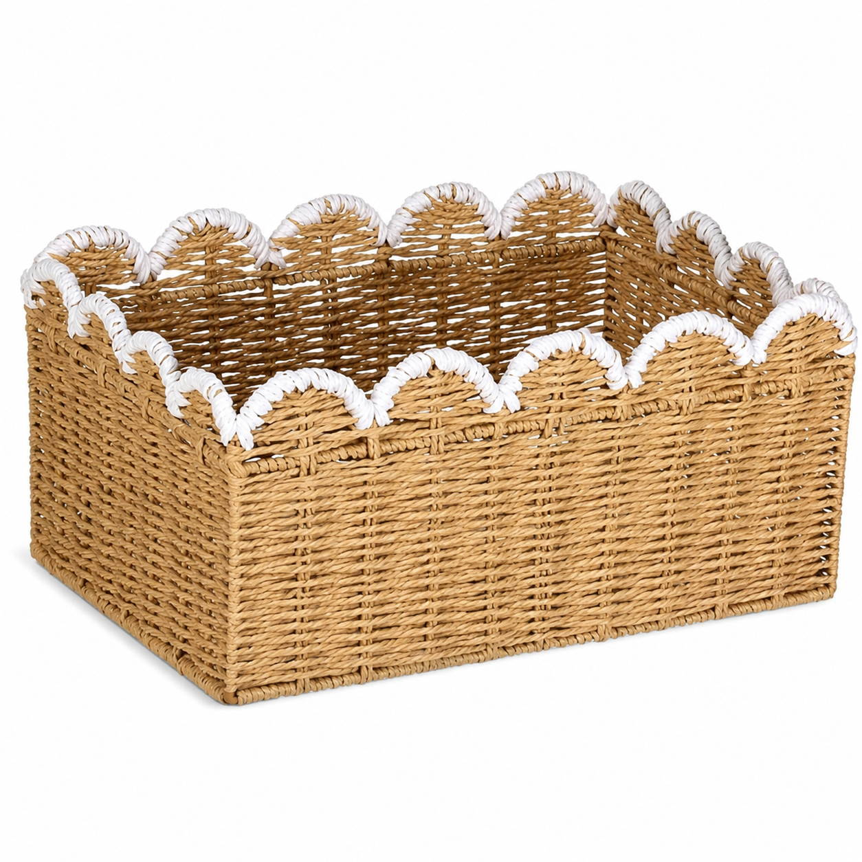 Scalloped Edge Woven Storage Basket woven detail view