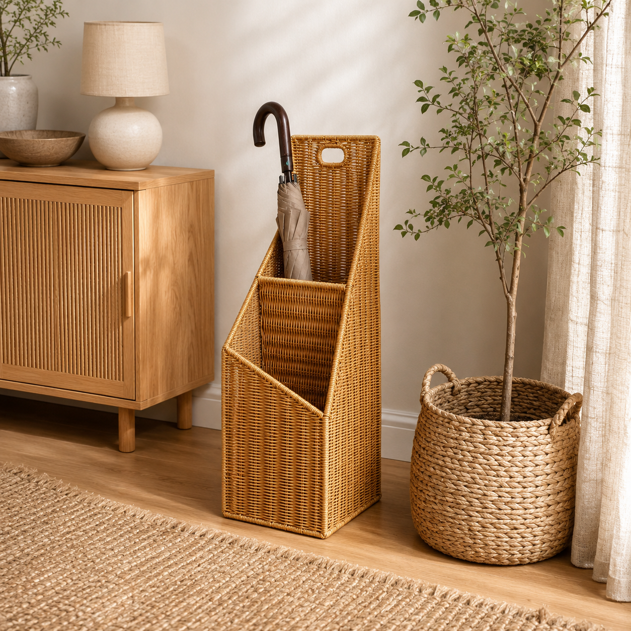 Woven Umbrella Stand for Entryway Storage size or option view