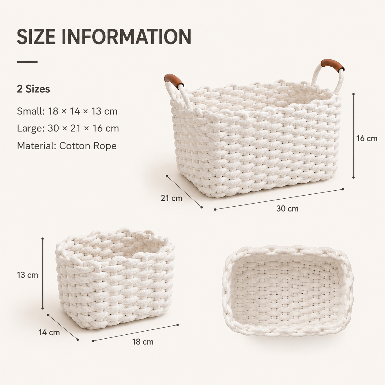 Cotton Rope Storage Basket with Handles | 2 Sizes