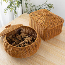 Rattan Storage Baskets with Lids tabletop or shelf display