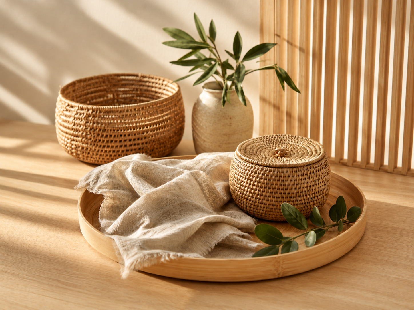 Natural materials in a warm, lived-in home